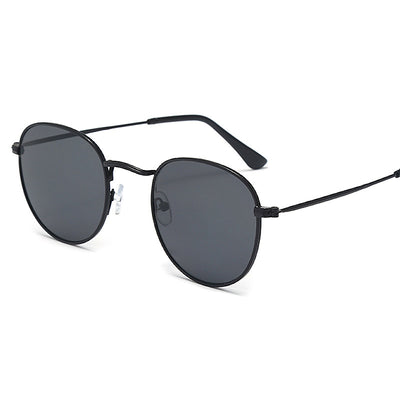 Black metal round frame anti-blue ray glasses with clear lenses, shown at an angle on a white background. - Image 2