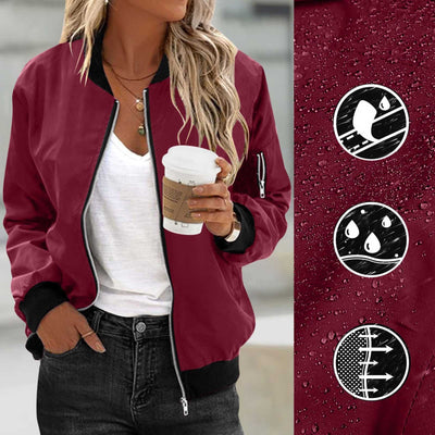 Chaqueta Bomber Vintage para Mujer – Estilo Cool Girl con Cuello Redondo y Cierre - Image 12