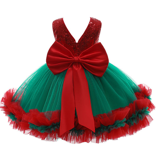 Vestido Navideño Infantil con Lentejuelas y Moño - Image 12