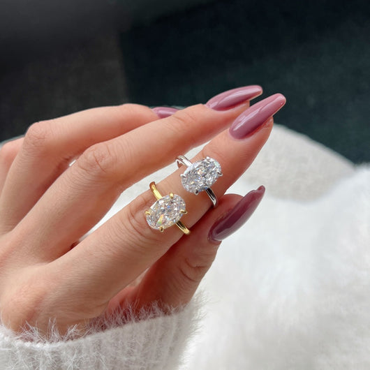 Anillo de Plata con Diamante Ovalado Grande para Mujer - Image 13