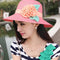 Sombrero de Sol Plegable con Flores Tridimensionales para Mujer