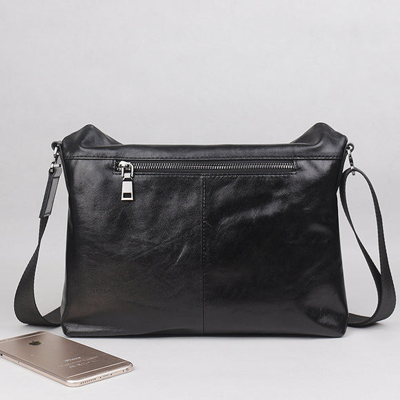 Bolsa Transversal Masculina de Couro Genuíno - Estilo Casual e Minimalista