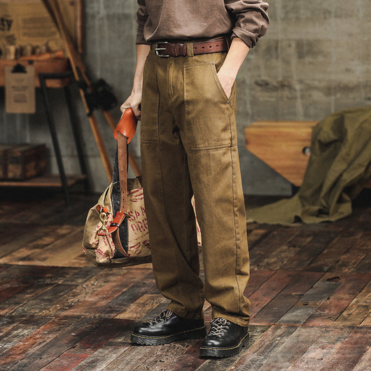 Pantalones Cargo Holgados Verde Militar Estilo Retro para Hombre - Image 7