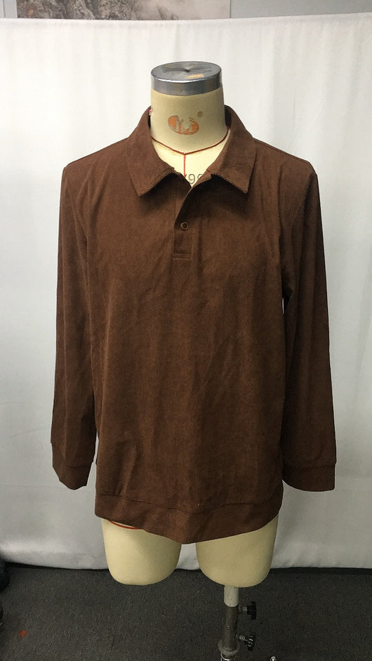 Sudadera Polo Cuello Clásico Pana Colores Sólidos Manga Larga - Image 4