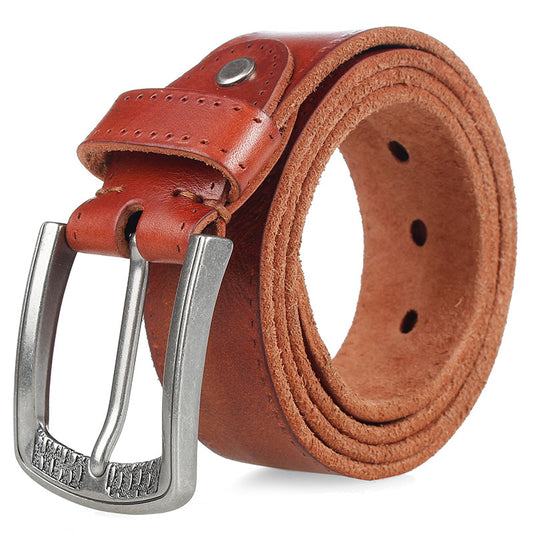 Cinturón de Cuero Genuino para Hombre con Hebilla de Aleación Ajustable