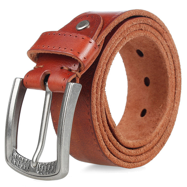 Cinturón de Cuero Genuino para Hombre con Hebilla de Aleación Ajustable