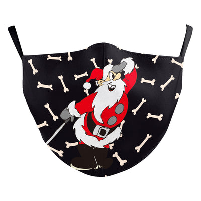 Green Christmas dustproof face mask with a festive pattern of red and gold ornaments, candy canes, gingerbread, and "Merry Christmas!" text. - Image 17
