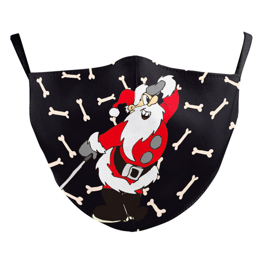 Green Christmas dustproof face mask with a festive pattern of red and gold ornaments, candy canes, gingerbread, and "Merry Christmas!" text. - Image 17