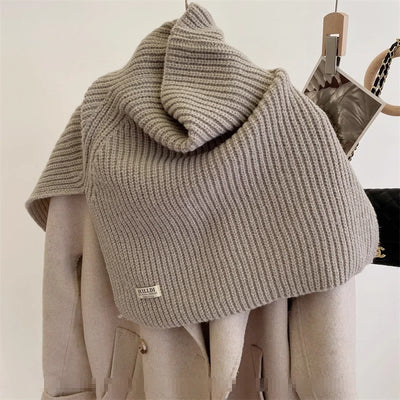 Poncho Cuello Alto con Abertura Lateral - Bufanda Tejida Térmica - Image 12