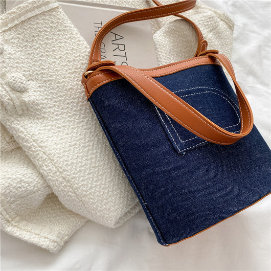 Bolsa Bucket de Denim con Costuras Reforzadas - Gran Capacidad Portátil - Image 6