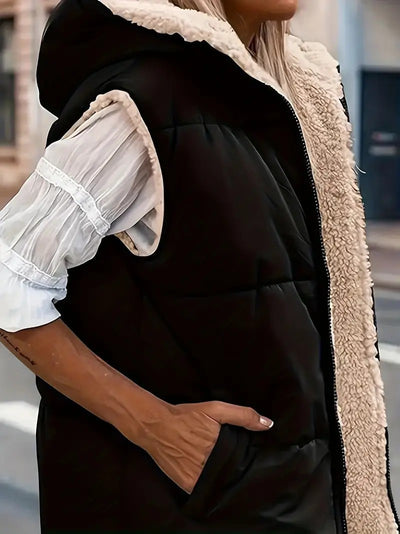 Chaleco Cardigan Reversible Slim Fit Elegante con Capucha - Image 17