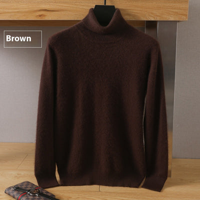 Suéter Pullover de Cuello Alto Holgado en Visón para Hombre - Invierno - Image 19