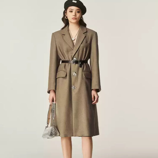 Abrigo Clásico Retro Marrón para Otoño e Invierno - Image 2