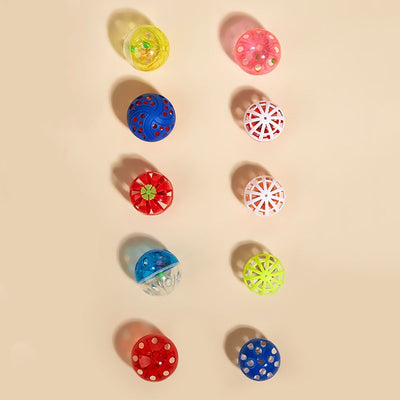 Six colorful plastic bell mesh hollow cat teasing balls in orange, green, red, purple, and pink, each 4cm. - Image 3