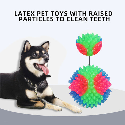 White 10cm TPR pet training ball with colorful luminous dots for small dogs. - Image 3