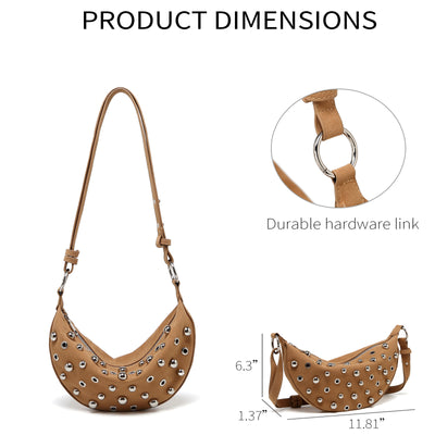 Bolsa Crossbody Retro con Remaches Acabado Metalizado Mate - Image 12