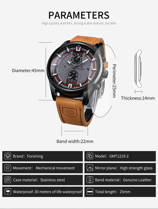 Reloj Automático Deportivo para Hombre con Correa de Cuero - Image 14