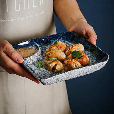 Plato de Cerámica Compartimentado para Salsas, Sushi y Barbacoa