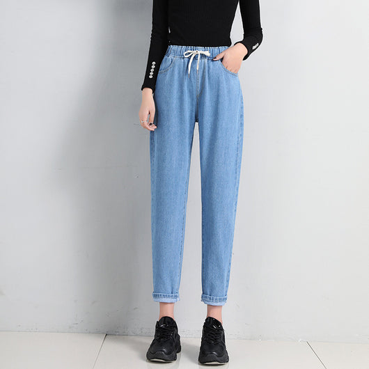 Pantalones Vaqueros Elásticos Cintura Alta con Cordones para Mujer - Image 12