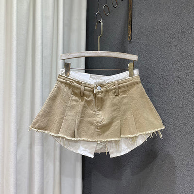 Falda A-Line Patchwork Irregular con Doble Efecto - Image 9