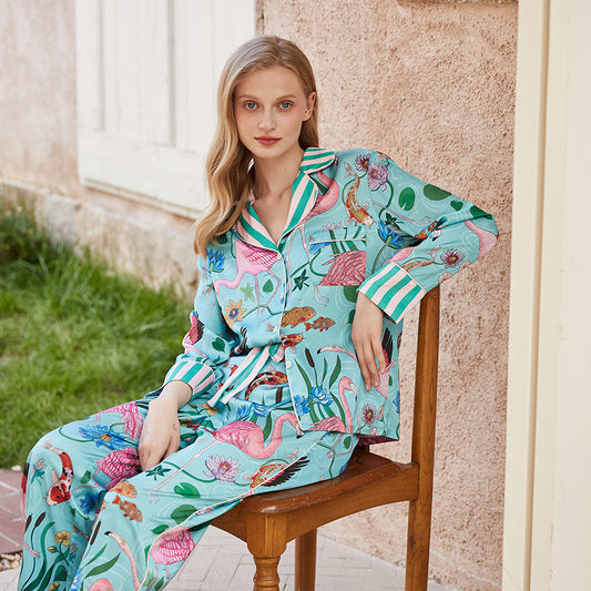 Pijama de Seda Helada para Mujer - Conjunto Largo de Descanso