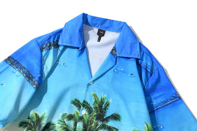 Camisa Casual de Manga Corta con Estampado 3D Playa - Image 7