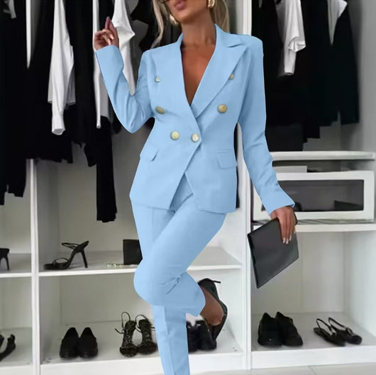 Blazer Doble Botonadura Slim con Pantalón Deportivo Mujer - Image 10
