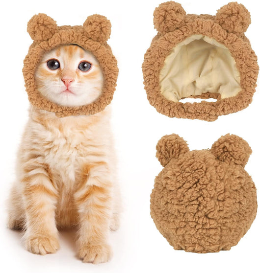 Gorro Disfraz de Osito Cálido para Gatos y Mascotas Pequeñas