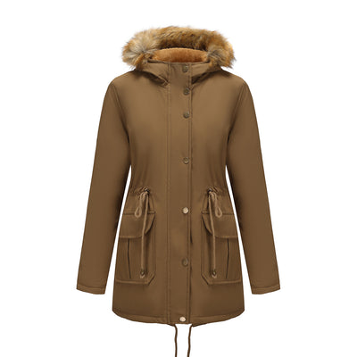 Abrigo Acolchado Mujer Largo con Capucha, Cuello de Piel y Cintura Ajustada - Image 10