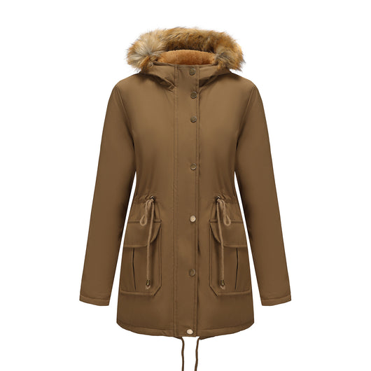 Abrigo Acolchado Mujer Largo con Capucha, Cuello de Piel y Cintura Ajustada - Image 10