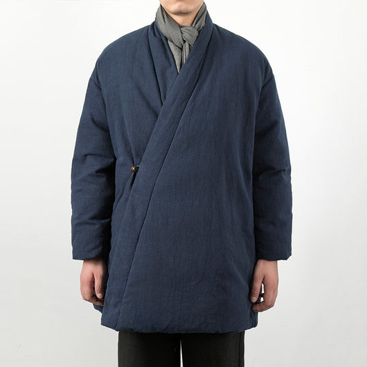 Chaqueta Acolchada Estilo Chino de Algodón y Lino para Hombre - Image 4