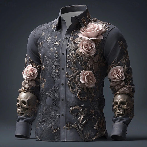 Camisa Casual de Manga Larga con Solapa para Hombre