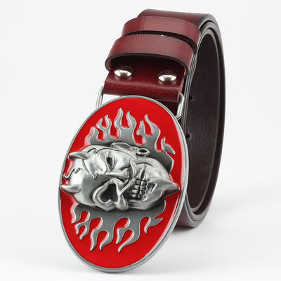 Cinturón de Cuero Retro con Hebilla Calavera - Estilo Vintage Ghost - Image 5