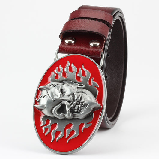 Cinturón de Cuero Retro con Hebilla Calavera - Estilo Vintage Ghost - Image 5