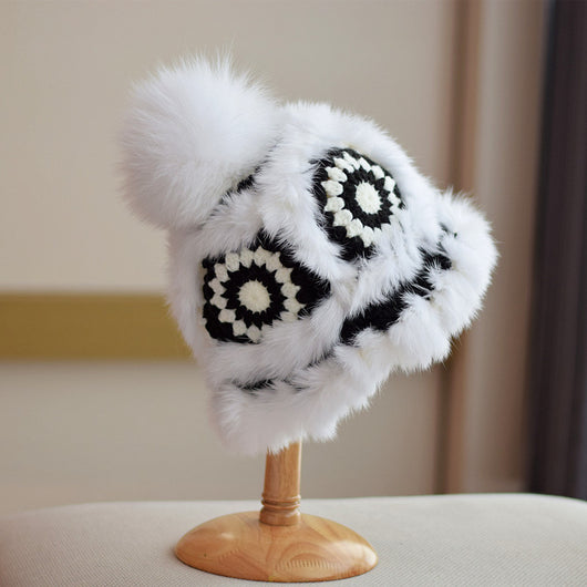 Gorro Cálido de Invierno con Pelaje de Zorro y Conejo - Diseño Tigre Tejido - Image 14