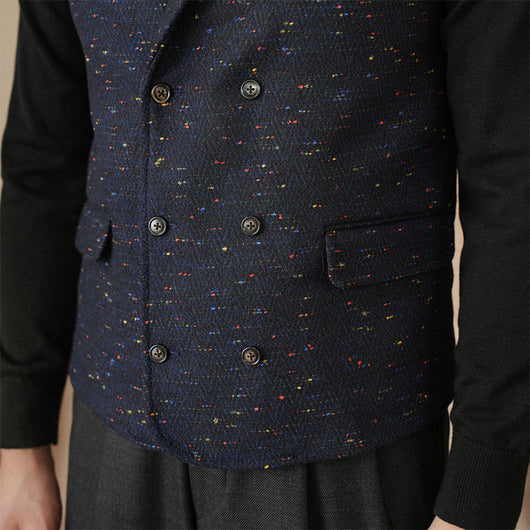 Chaleco de Lana Doble Botonadura con Lunares Vintage - Image 6