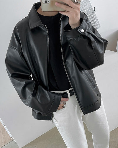Chaqueta Beisbolera de Cuero Coreana para Hombre - Image 13