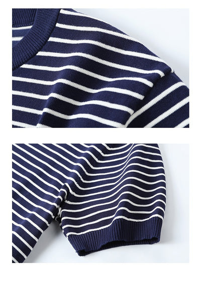 Camiseta Tejida de Cuello Redondo con Rayas para Hombre - Image 12