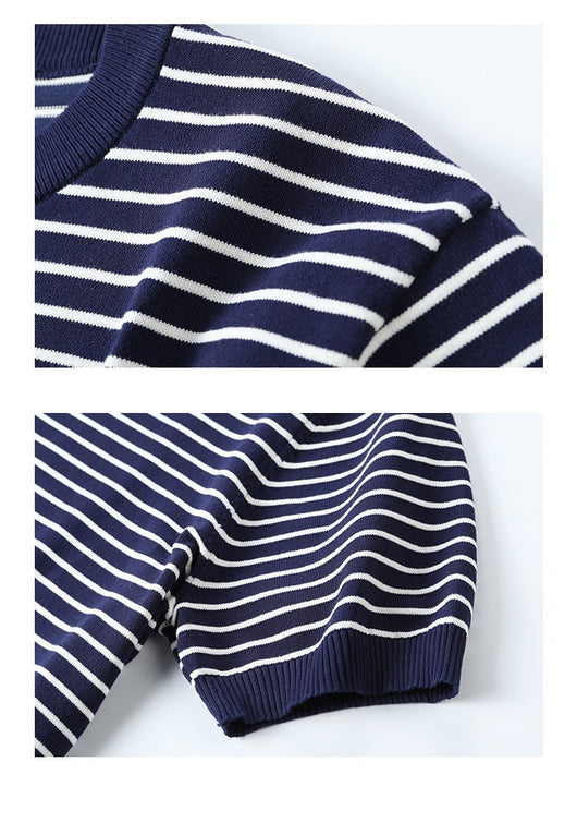 Camiseta Tejida de Cuello Redondo con Rayas para Hombre - Image 12
