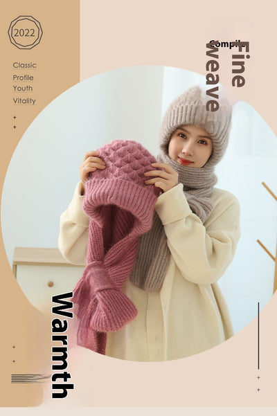 Gorro y Bufanda Tejida Doble Capa Acolchada - Abrigo Cálido en Lana - Image 13