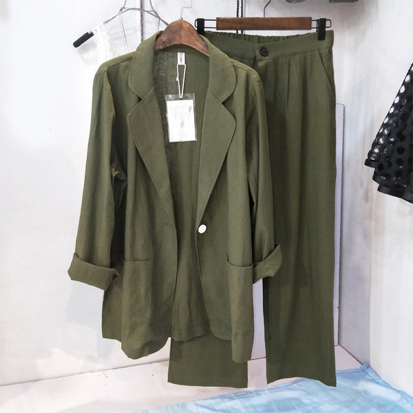 Pantalón Cropped Ancho de Lino para Mujer - Traje Casual Elegante