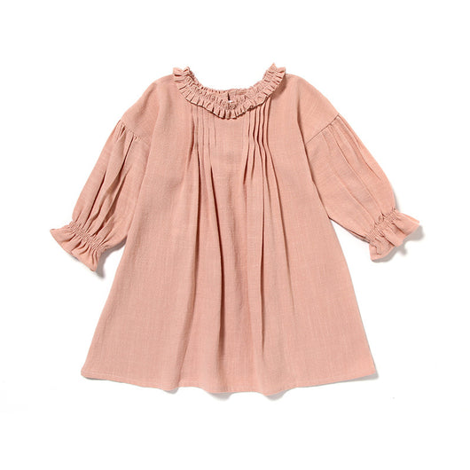 Vestido Infantil de Lino con Encaje y Mangas Largas - Image 17