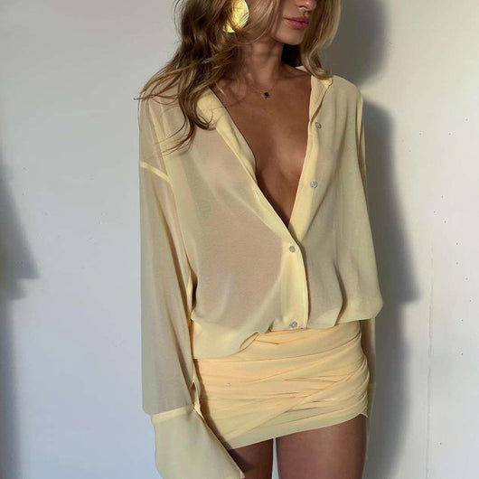 Vestido Camisero Elegante Ajustado con Encaje y Cordones - Image 11