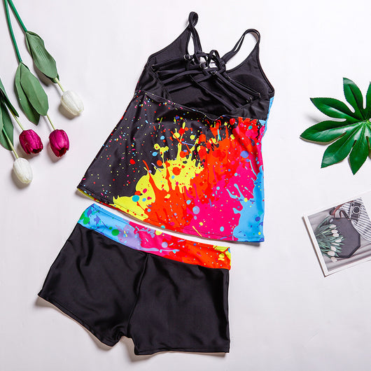 Traje de Baño Enterizo con Tirantes y Estampado Graffiti Contraste - Image 18