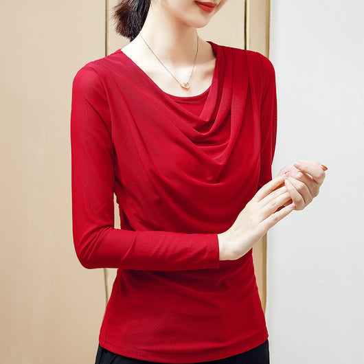 Blusa Plisada de Color Sólido para Mujer - Image 12