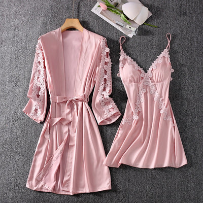 Camisón Corto Sensual con Tirante de Seda Helada y Soporte de Pecho - Image 19