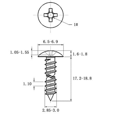 Tornillo Autorroscante de Acero Inoxidable Cabeza Ancha Tipo Champiñón - Image 7