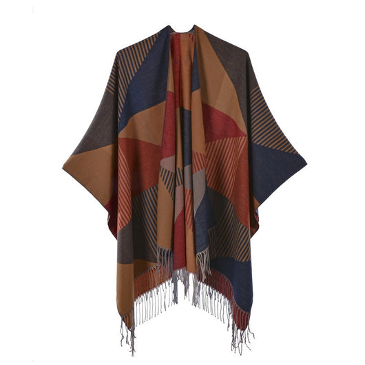 Chal Retro Grueso y Cálido con Textura Jacquard - Estilo Vintage Elegante - Image 33