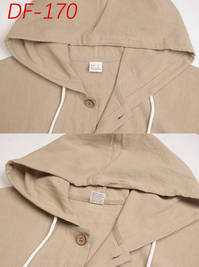 Camisa de Lino Holgada para Hombre - Minimalista de Manga Larga - Image 16
