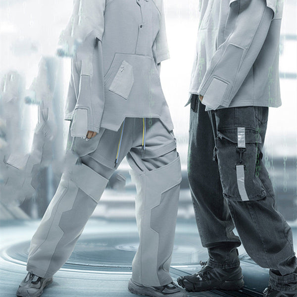Pantalones Punk Sueltos Deconstruidos con Detalles Spliced